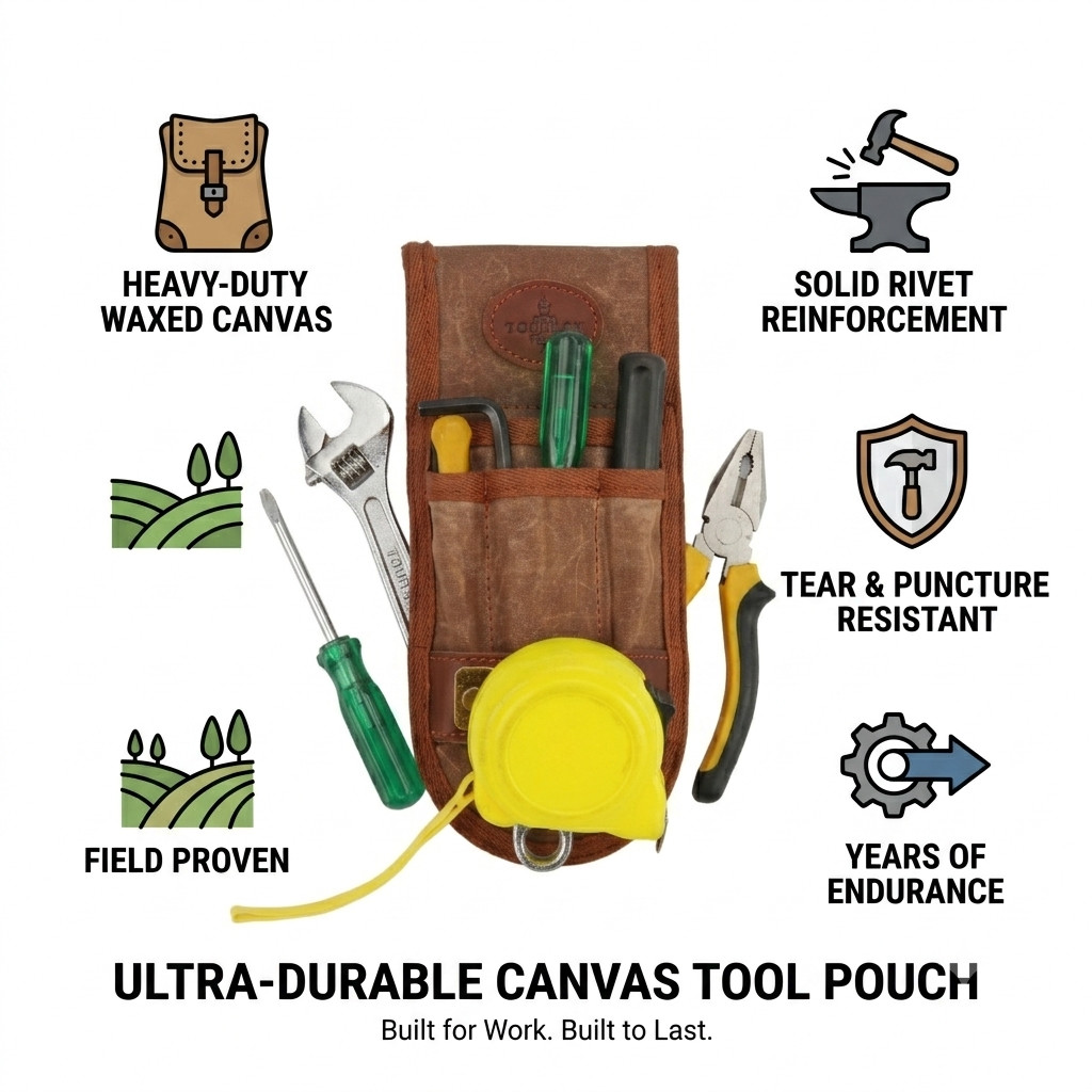 Tourbon Canvas Wrench Holder Spanner Pocket Tape Measure Clip Framer Tool Pouch
