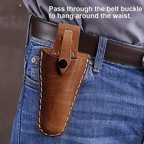 2 PCS Leather Pruner Holster Hanging Pouch with Safety Lock for Pliers Pruner (P