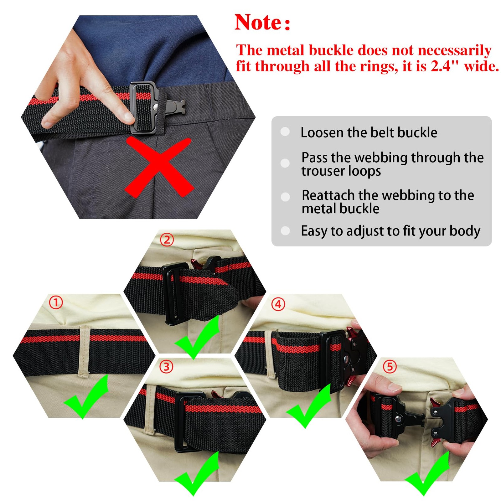 Work Tool Belt QuickRelease Buckle Heavy Duty Adjustable Electrician Red 2 In