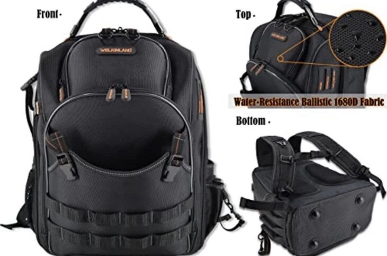 Tool Bag, Heavy-Duty Jobsite back pack for electricians Welkinland Ballistic