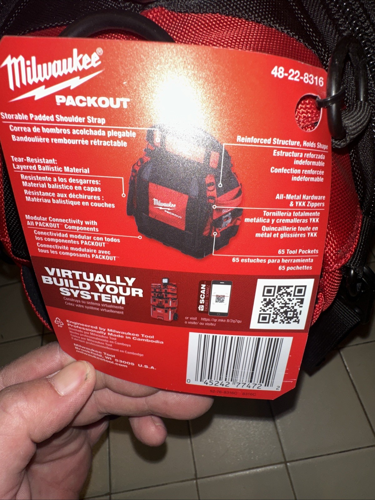 NEW Milwaukee Packout 15″ Tear-Resistant Durable Structured Tool Bag, 48-22-8316