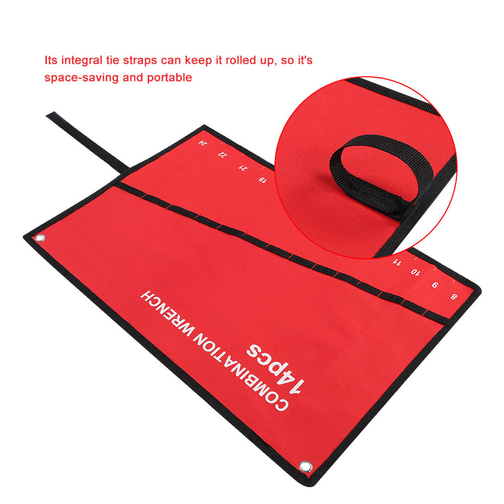 2PCS Multi-Pocket Roll Up Wrench Plier Spanner Holder Canvas Tool Storage Bag