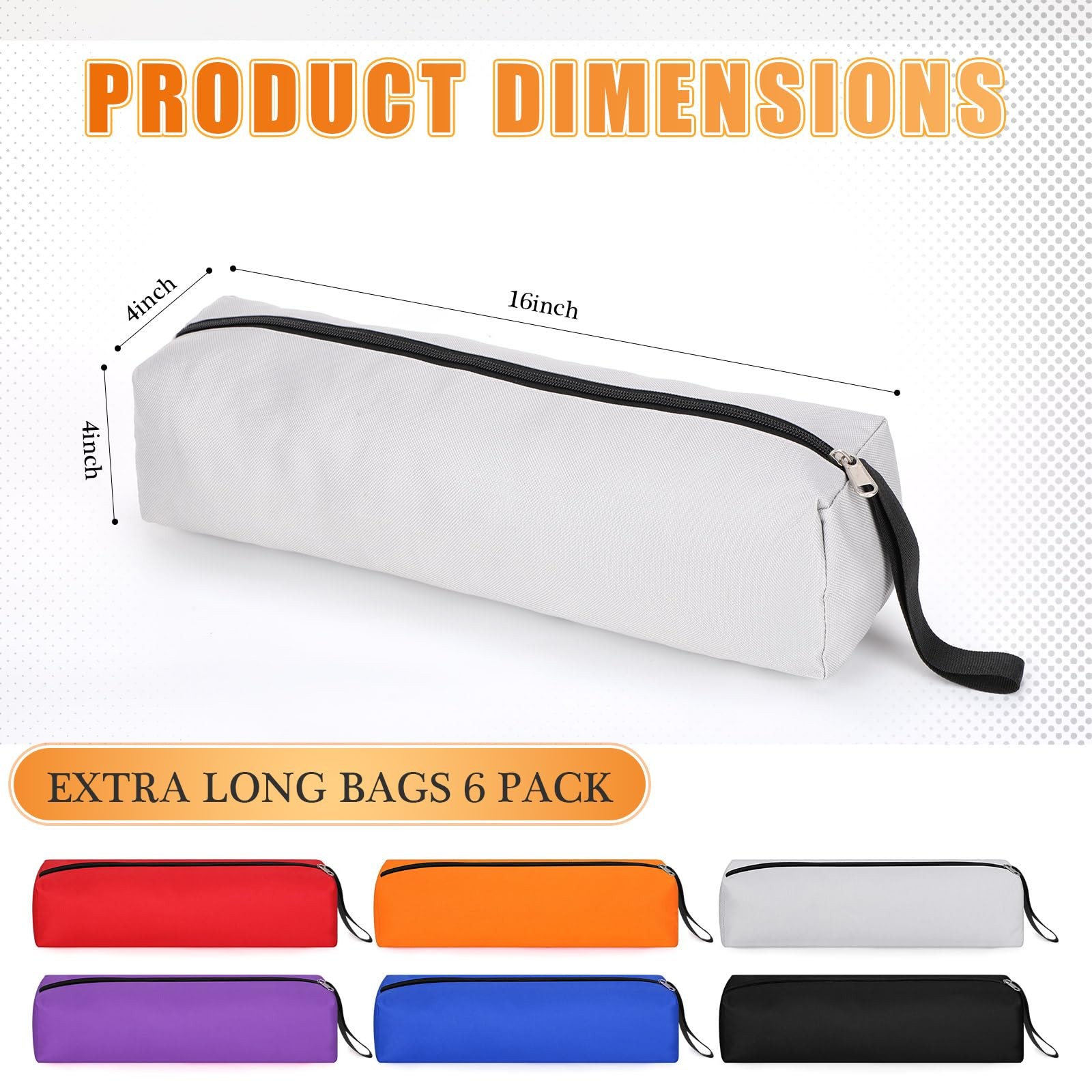 Tool Bag Zipper Pouch 16 x 4 x 4 Inches 6 Pack Utility Canvas – Multi-Purpose