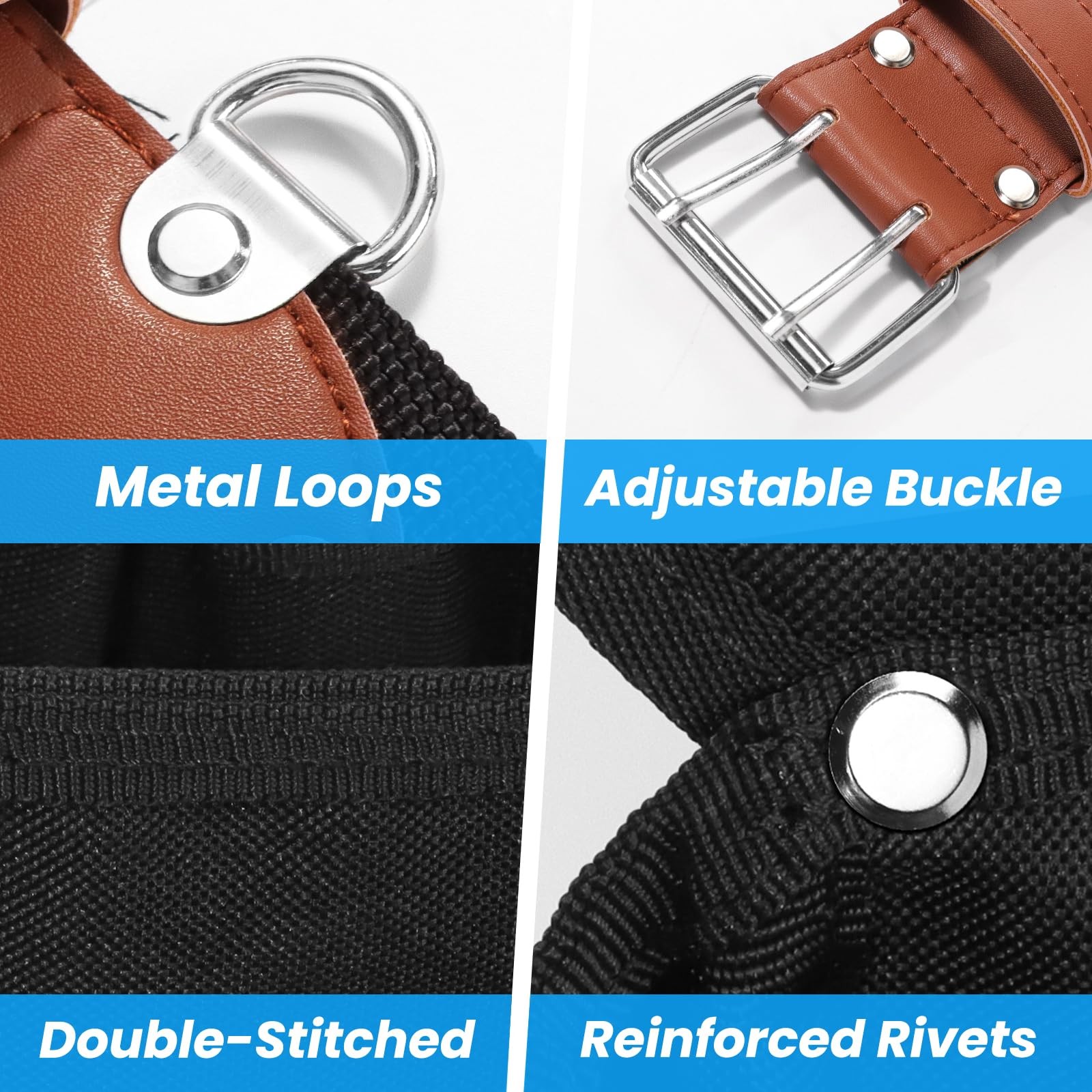 PU Leather Tool Belt – 26 Pockets Heavy Duty Construction Tool Belt, Adjustab…