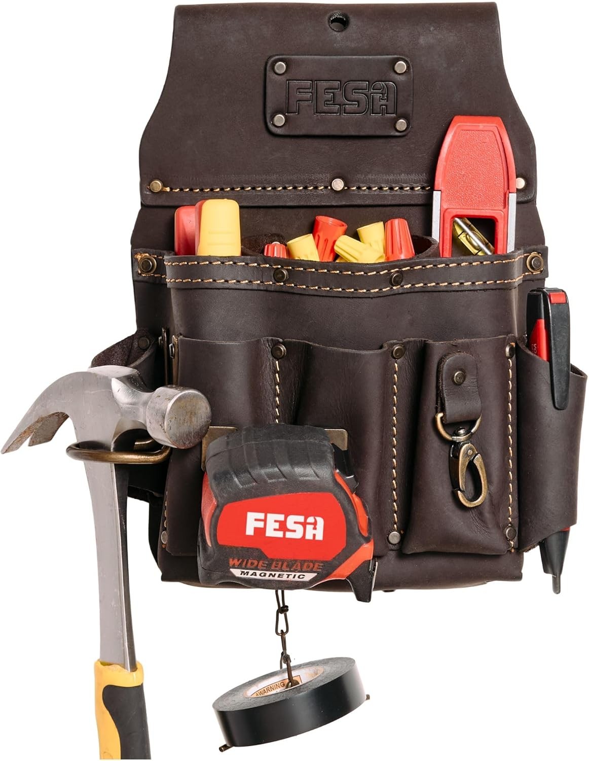 FESA Leather Electrician Tool Pouch 13-in-1 Handcrafted Belt Holster