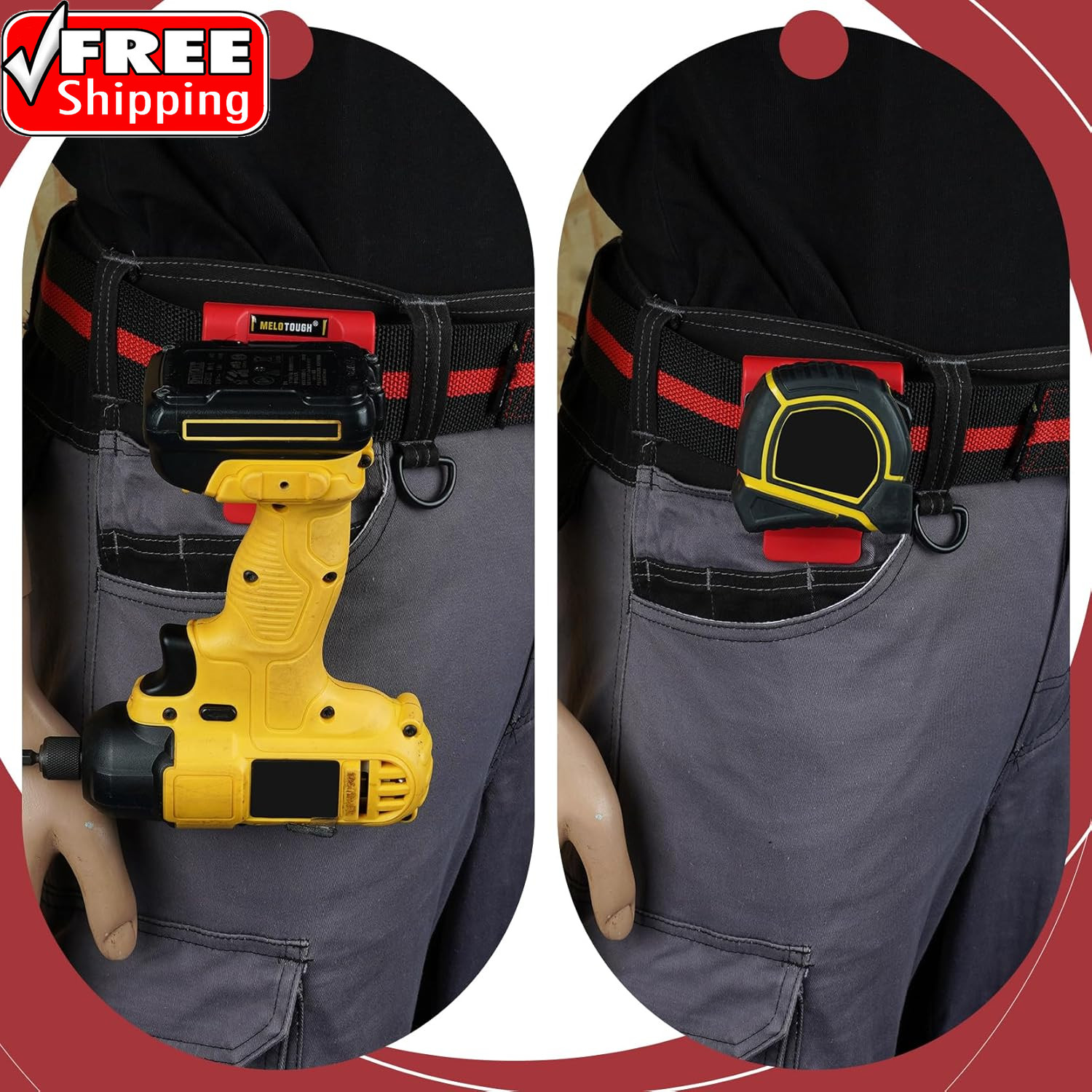Drill Belt Clip,Drill Holder for Tool Belt,Measuring Tape Holder for Impact Driv