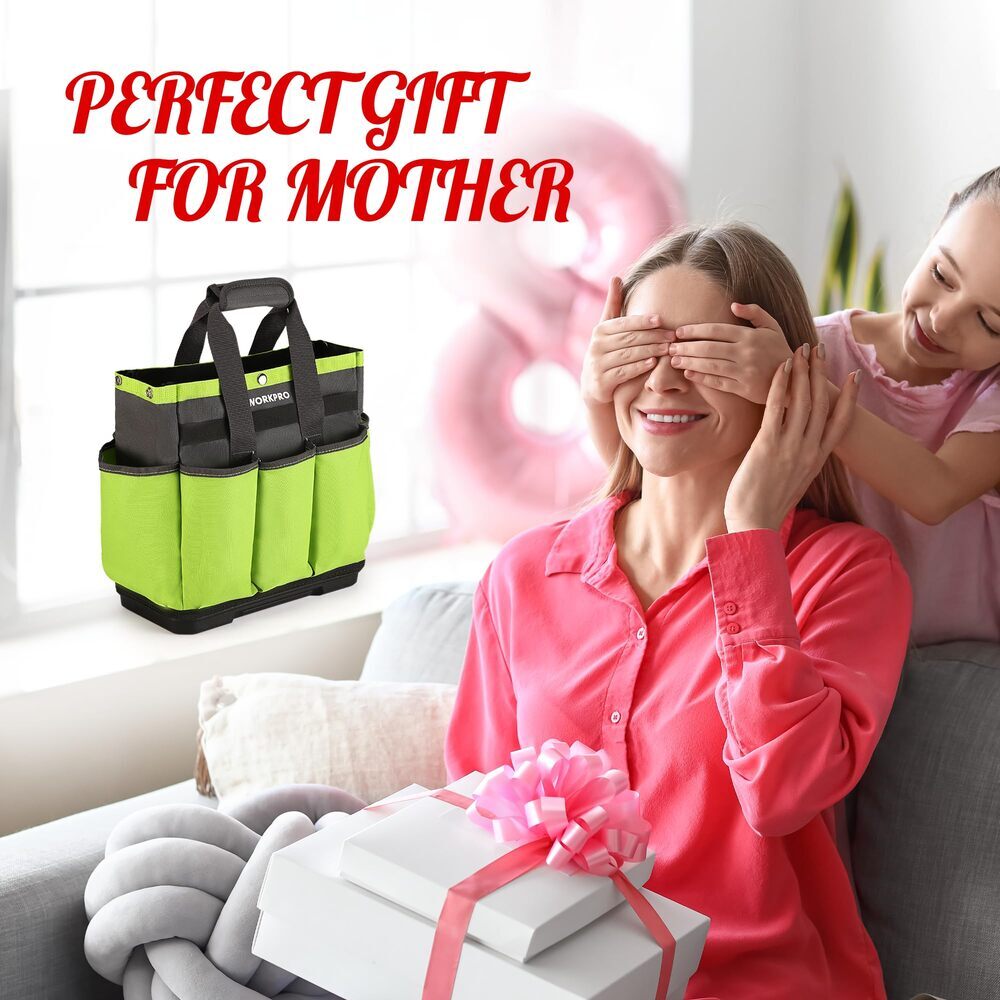 WORKPRO Garden Tool Bag Tote 8-Pocket Heavy Duty Caddy w/Waterproof Plastic Base