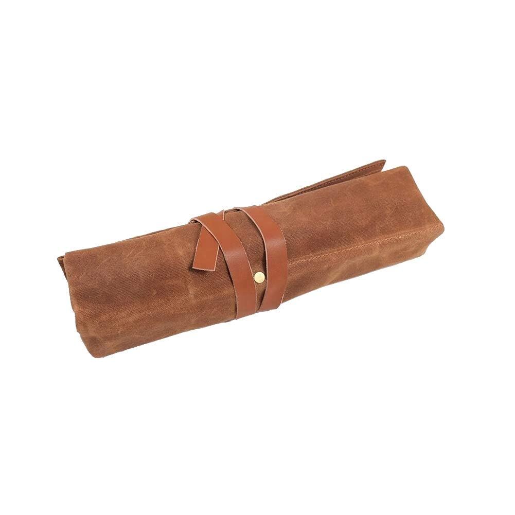 Chisel Roll, Waxed Canvas Tools Wrench Roll Up Pouch with 4 Pockets for Knife…