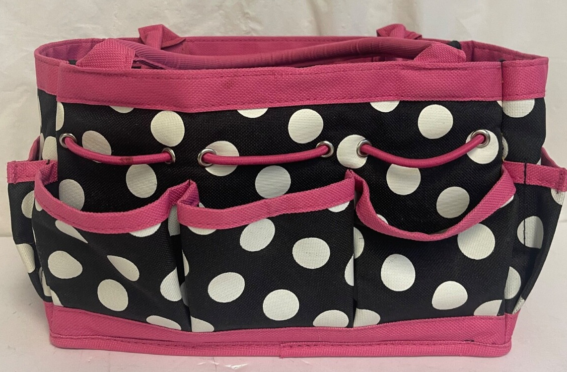 Von Maur Tool Bag – Pink with Black & White Polka Dots