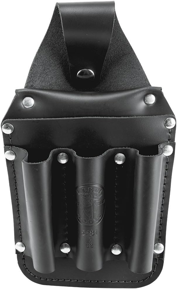 Compact 6-Pocket Leather Tool Pouch with Snap Belt Loop – 5.75 x 2.5 x 10 inches