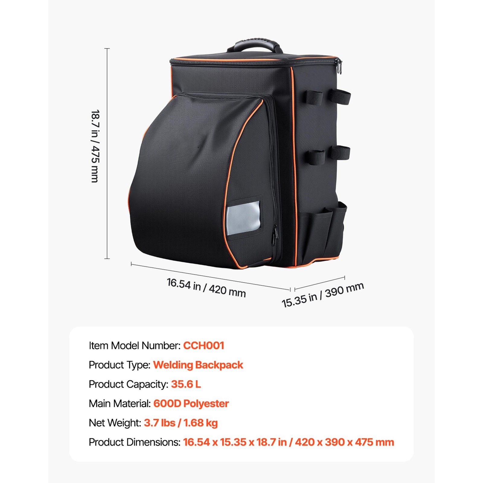 33L Welding Backpack 600D Polyester Welder Backpack for Tools and Helmet
