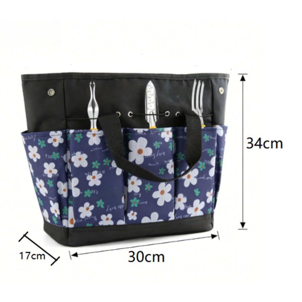 Garden Tool Storage Bag Flower Pattern 600D Oxford Cloth 34 x 17 x 30 cm