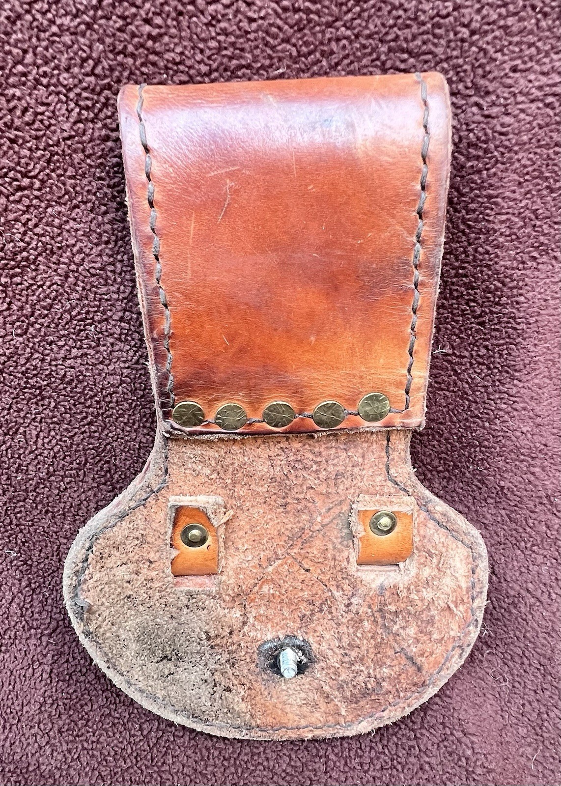 Custom Double Leather Spud Wrench Hanger Tool Holder Heavy Duty Brass Rivets