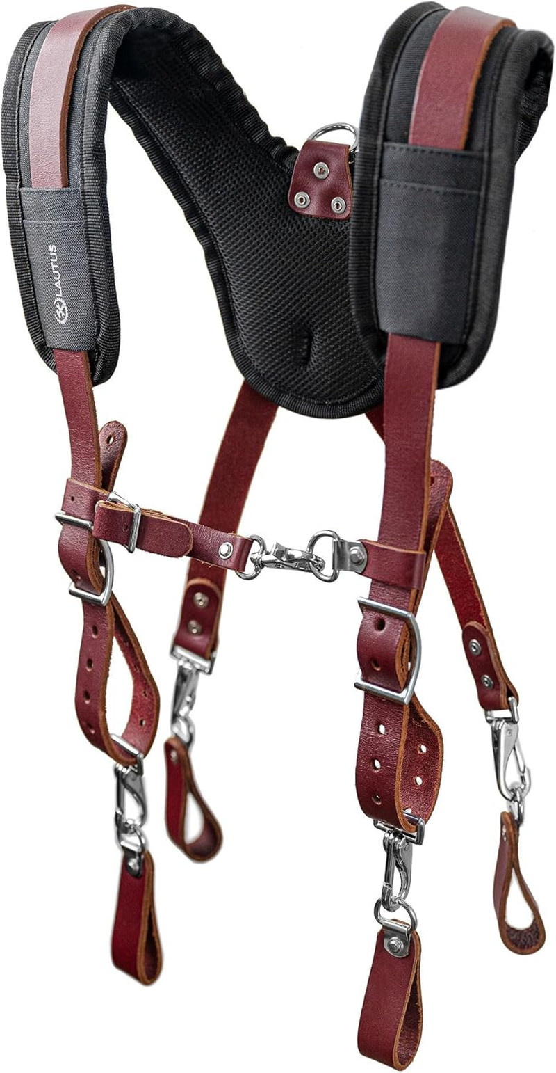 Leather Padded Tool Belt Suspenders W/Chest Strap| Pencil Sleeve| Comfortable &