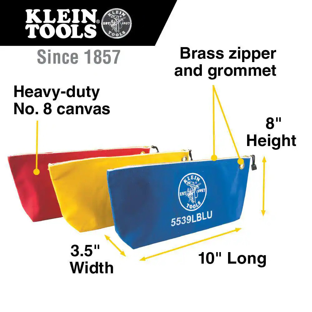 3.5 In. Assorted Canvas Zipper Tool Bag (3-Pack)