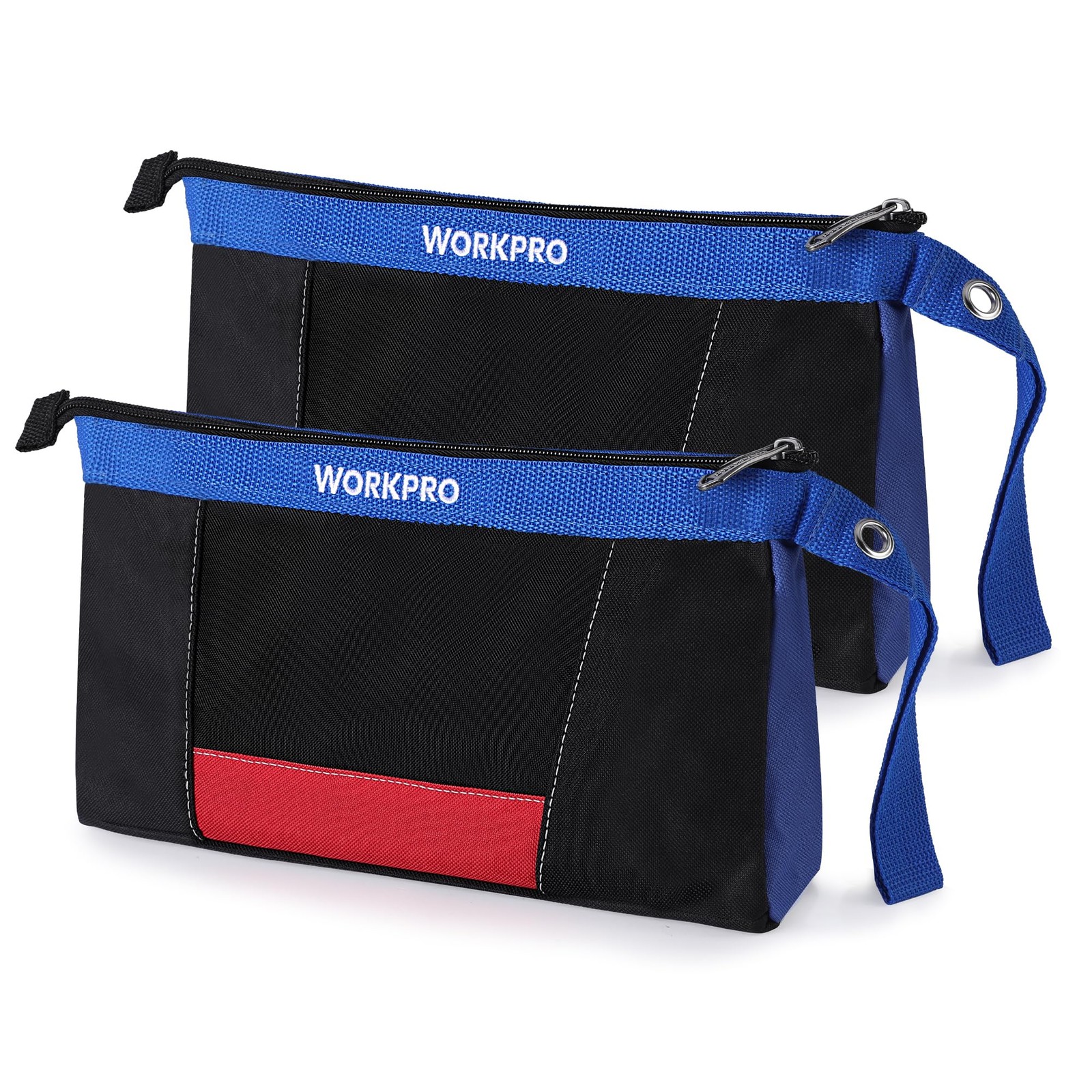 WORKPRO 12″ Tool Pouches with Zipper, Utility Bag 7 x 12 x 3 inches, Black