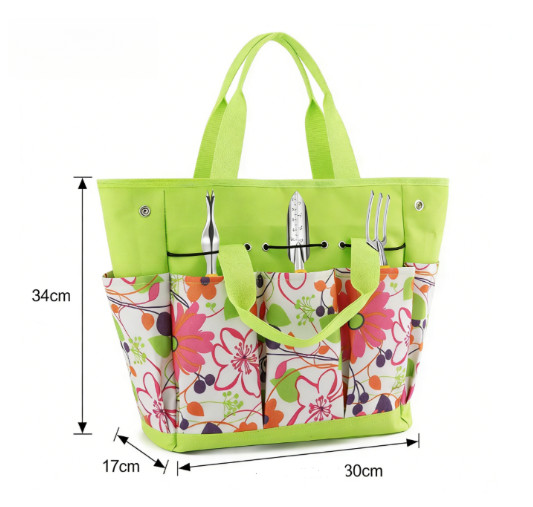 Floral Garden Tool Storage Bag 600D Oxford Cloth 34x17x30cm Lightweight 0.35kg