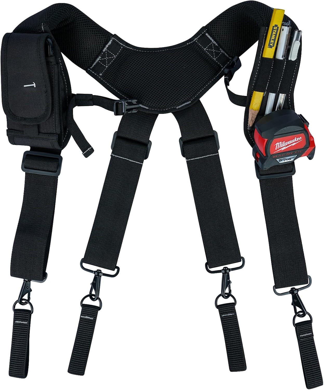 Gel-Padded Tool Belt Suspenders with Phone Holder for Ultimate Comfort