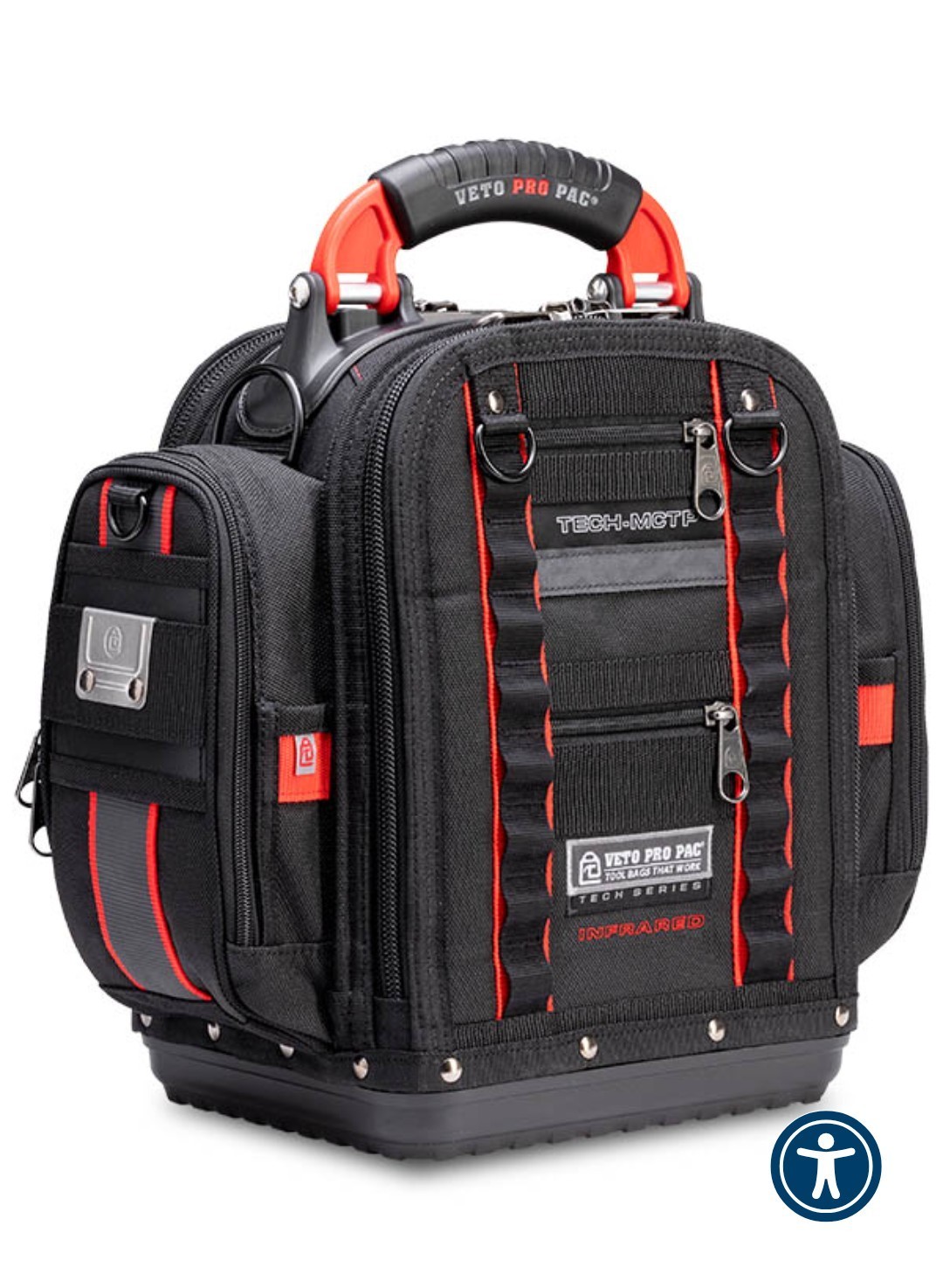 Veto Pro Pac TECH-MCTP Medium Tool Backpack Padded Handle Black/Red/Gray
