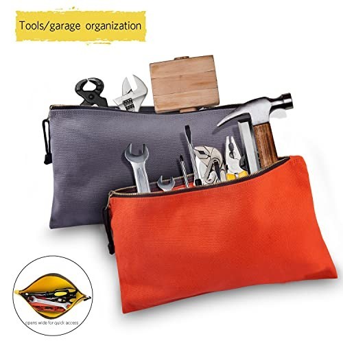 Heavy Duty Canvas Tool Bag Organizer – 7 Assorted Zipper Utility Pouches, 12.5″