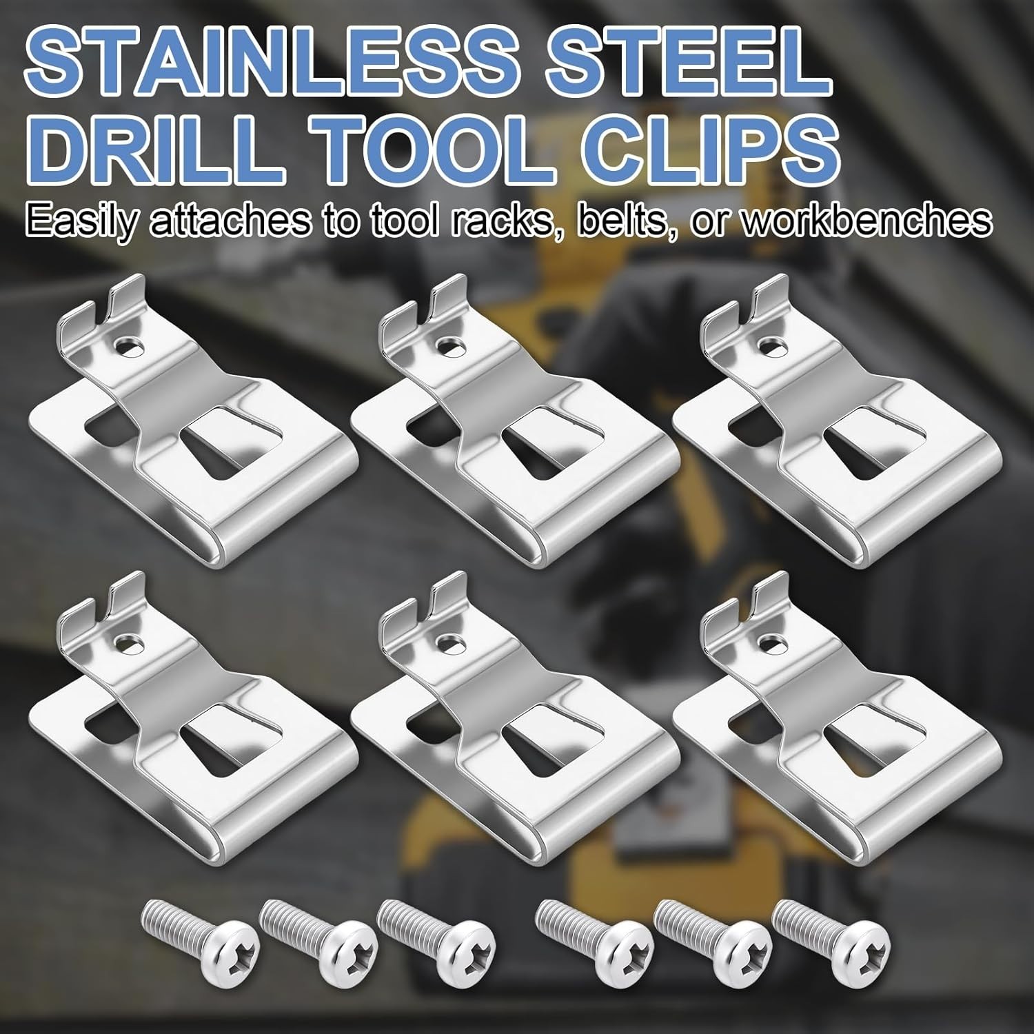 Organize Your 20V DeWALT Tools with 6 Stainless Steel Drill Belt Clips & Screws
