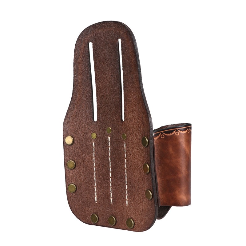 TOURBON Leather Tape Measuring Belt Pouch Knife Holder Contractor Pencil Case