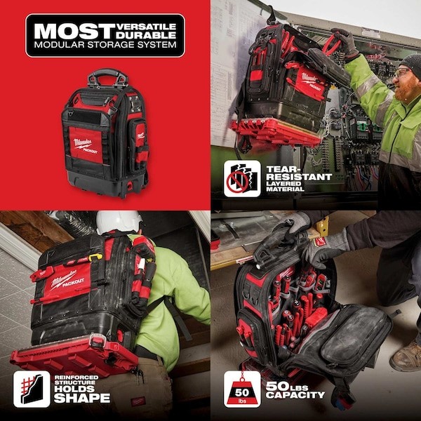 Milwaukee Tool 48-22-8303 Tool Backpack, Red, Polyester, 42 Pockets