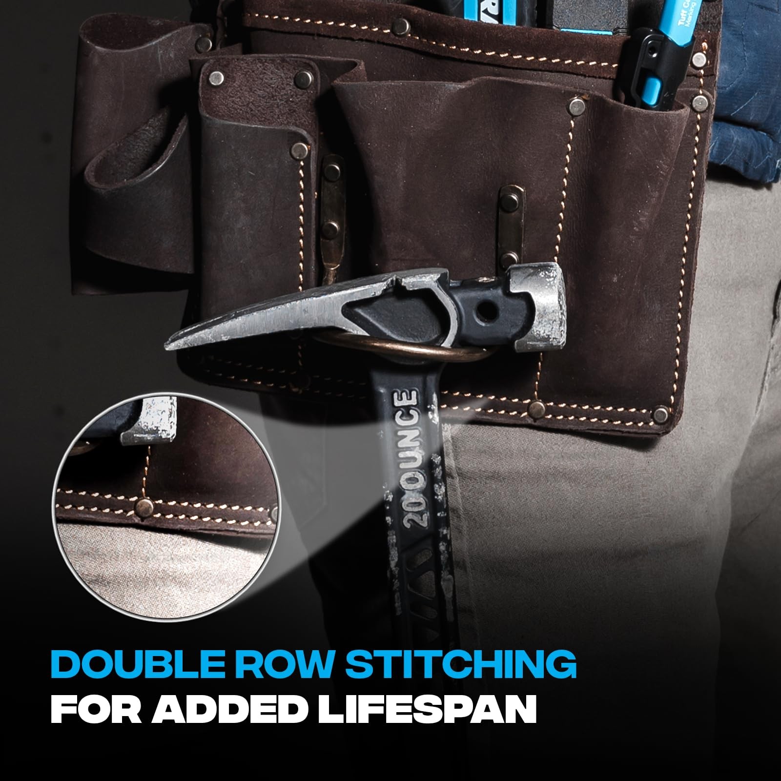 Leather Utility Holster Pouch for Drywall Tools 12 Pockets Durable Design