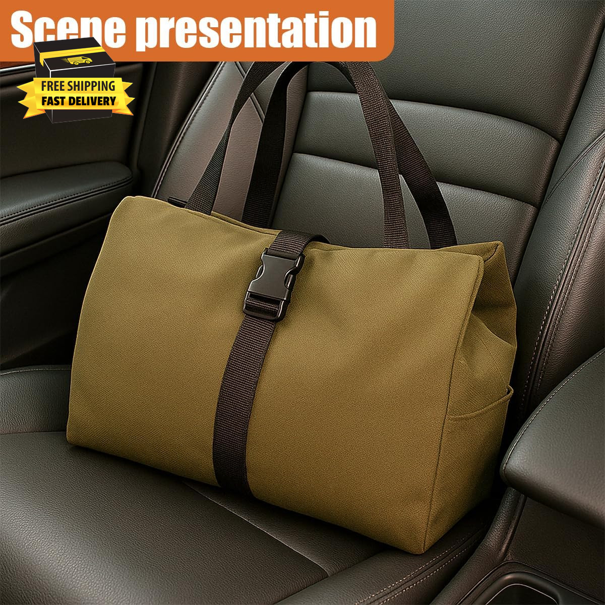 Car Seat Organizer, Oxford Cloth Roll up Tool Bag with 5 Zipper Pockets, Hanging