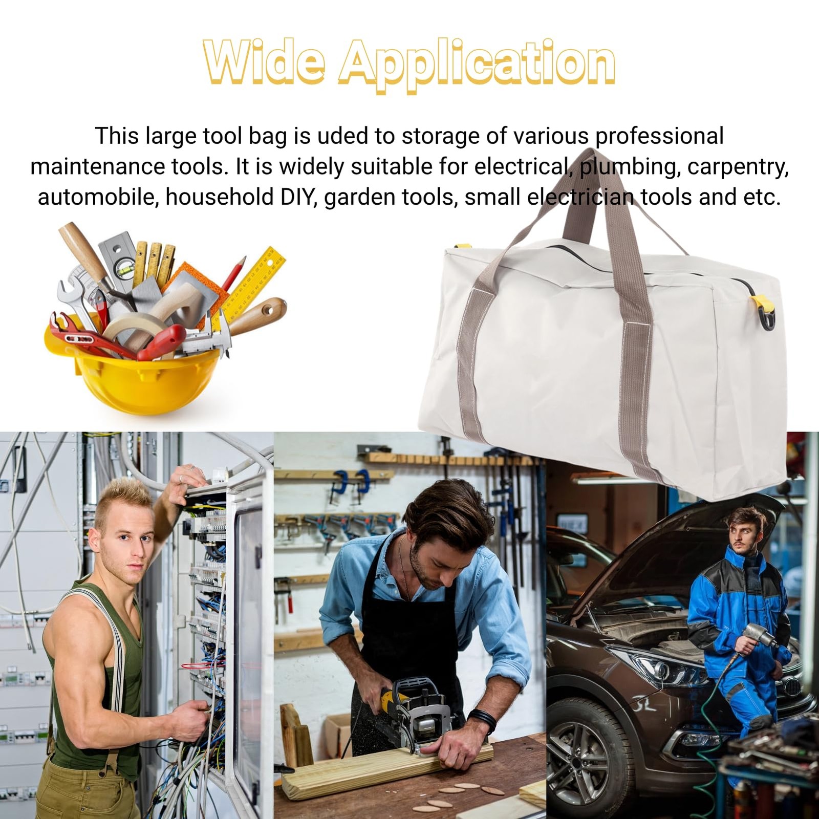 Tool Bag Large Capacity Storage Wear Portable Universal Wide Mouth 20 Inch