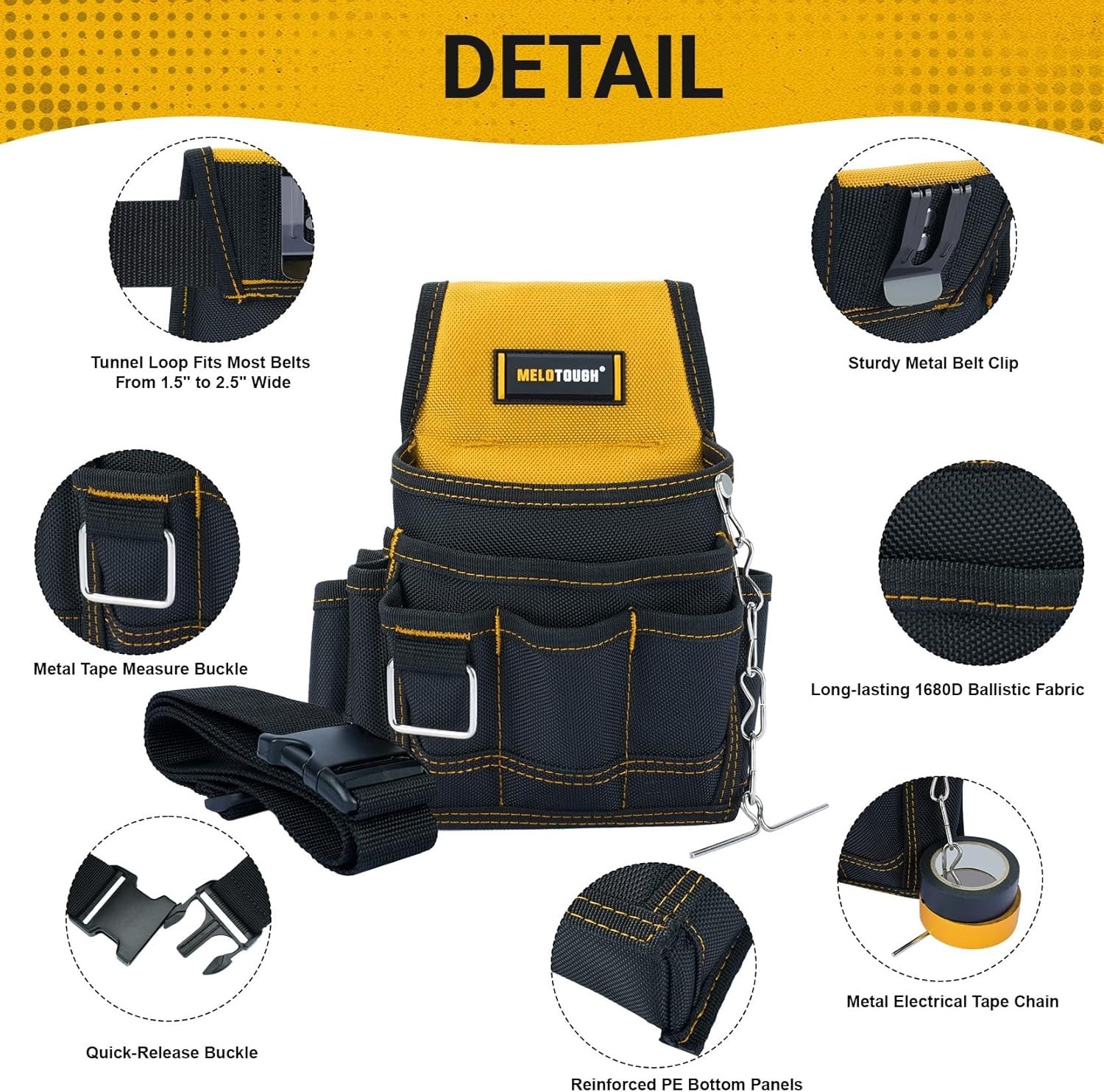 Electrician Tool Pouch Tool Belt Pouches Multiple Pockets Tool Organizer for Te