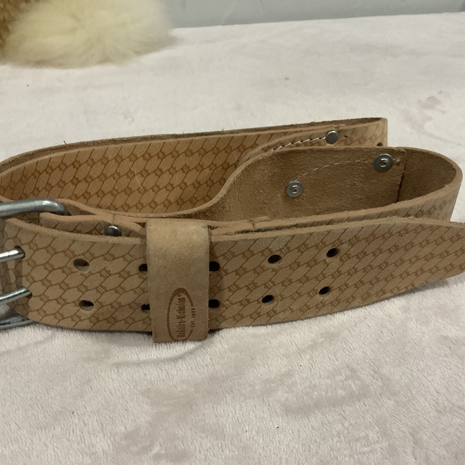 McGuire-Nicholas 2″ Leather Prof Work Belt Tool Belt in Saddle Raw Cow Hide 50″