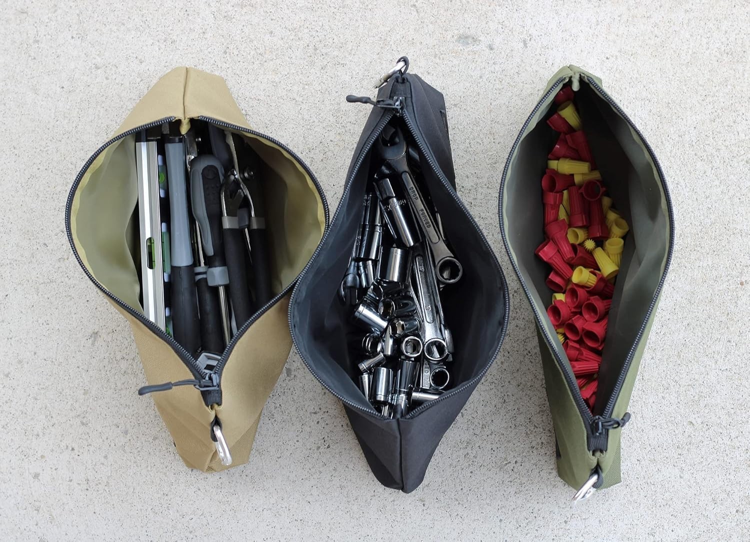 Compact Tool Bag Set, 12-Inch Zippered Pouches for Tools and Everyday Items