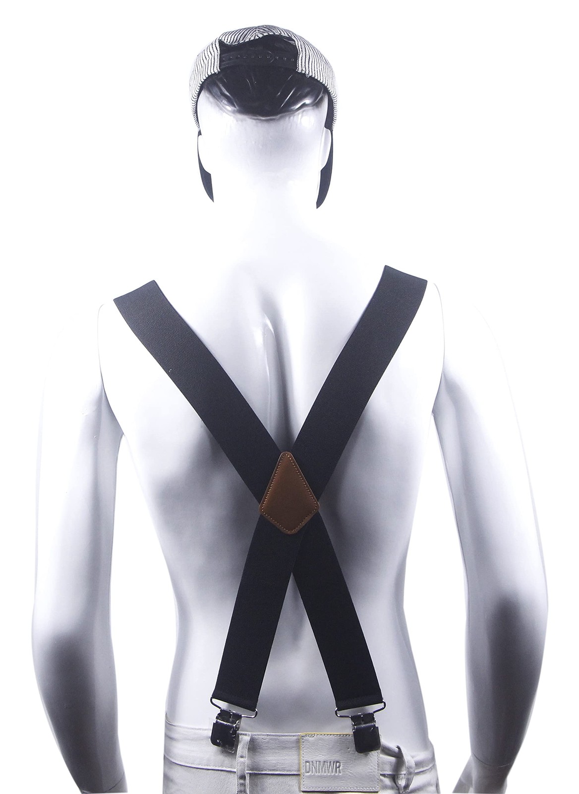 Doloise Men’s Suspenders X Back 2 Inches Wide with Extra One Size, Black