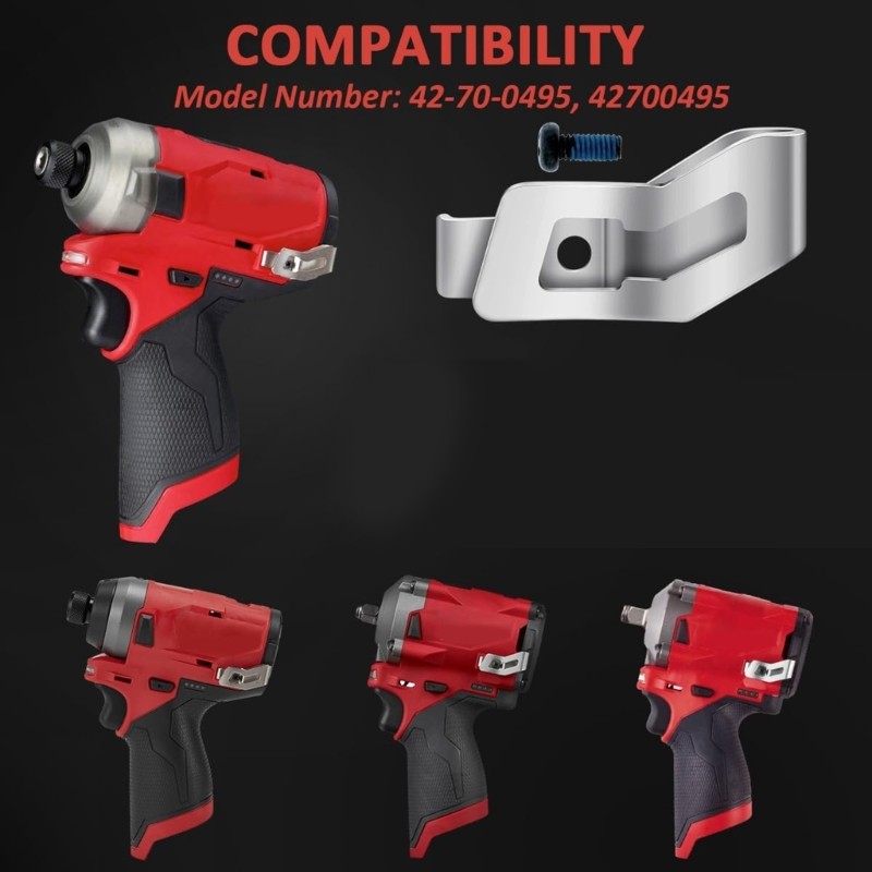 Belt Clip 42-70-0495 Drill Tool Clip Hook Kit with Screws for Drill Impact