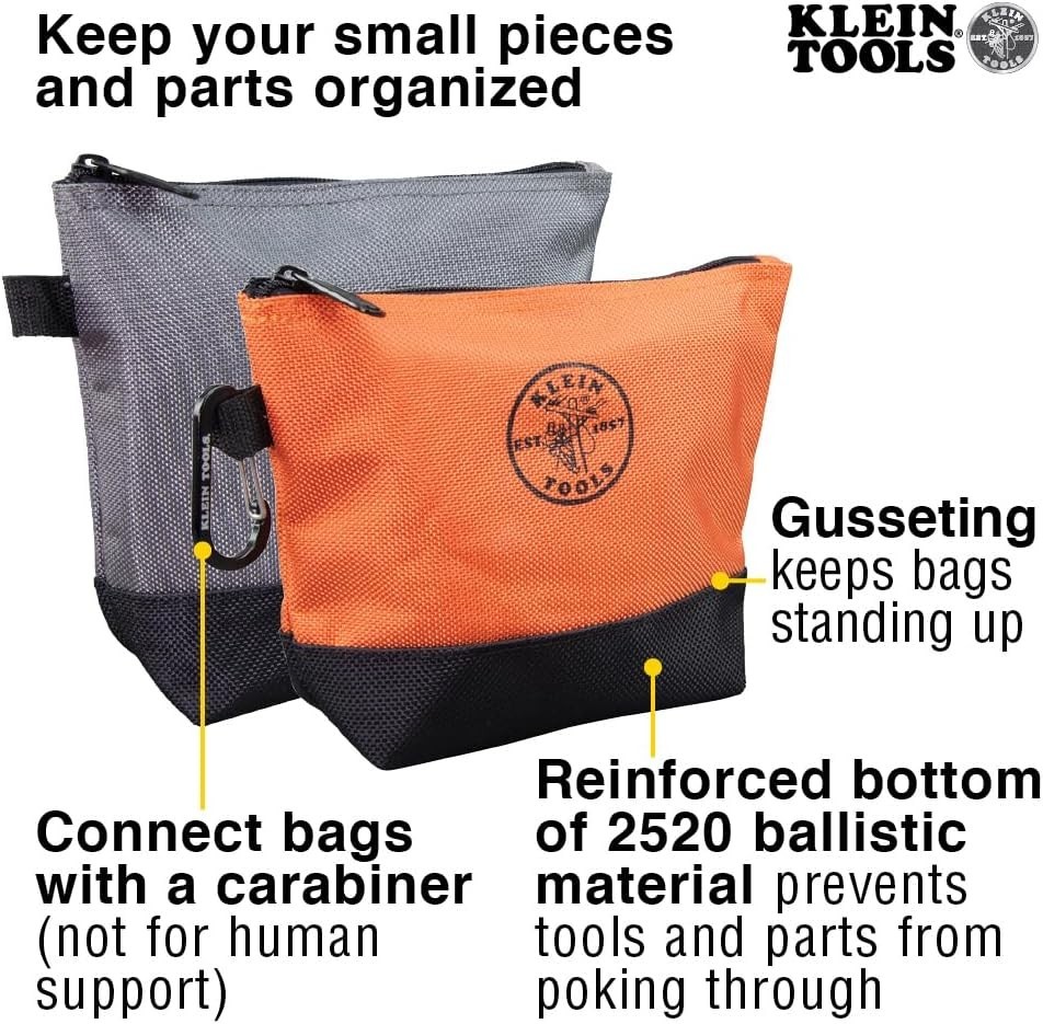 Tough Orange/Black Utility Bags: Klein Tools 55470 – 2-Pack for Professionals