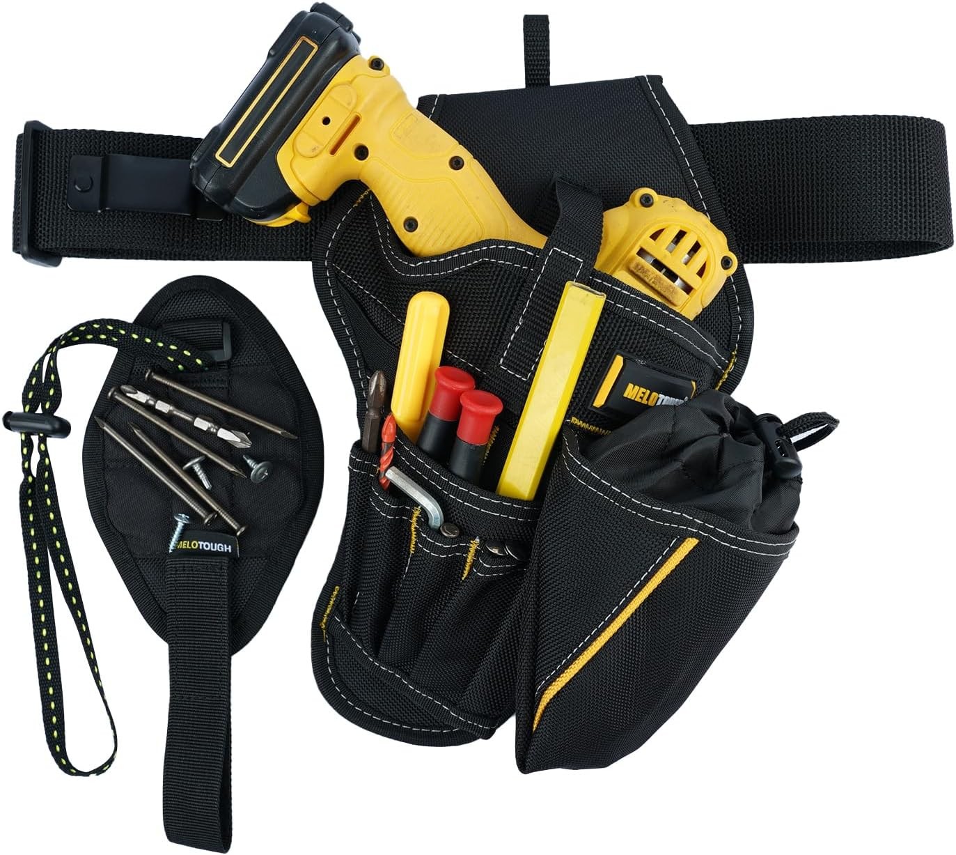 3-in-1 Drill Holster Combo w/ Magnetic Wristband Tool Belt Holder Right Hand