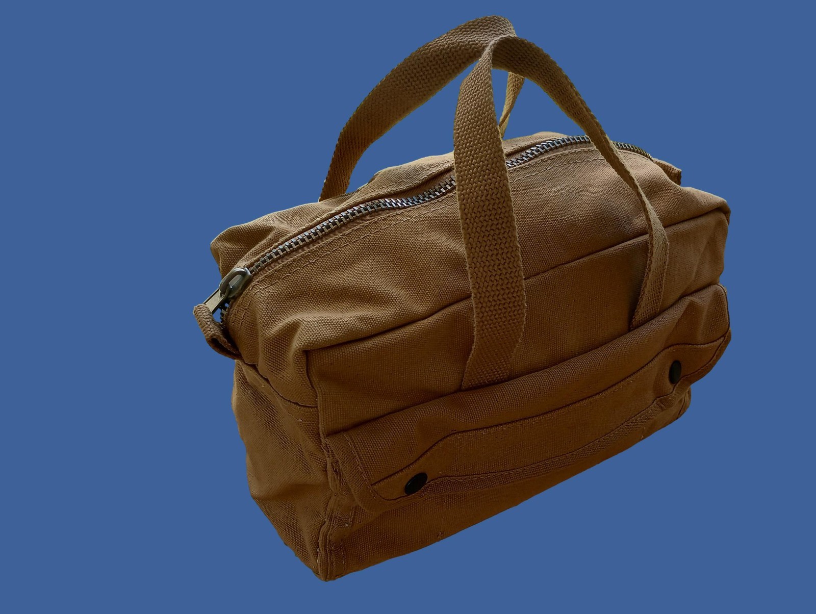MILITARY STYLE MECHANICS HARD BOTTOM TOOL BAG BRASS ZIPPER HEAVY DUTY COYOTE BRN