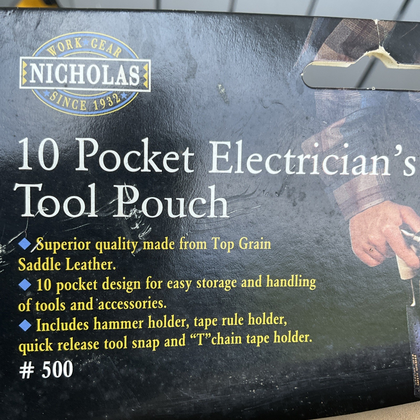 Nicholas No.500 10 pocket Electrician’s Tool Pouch Top Grain Cowhide Leather NOS