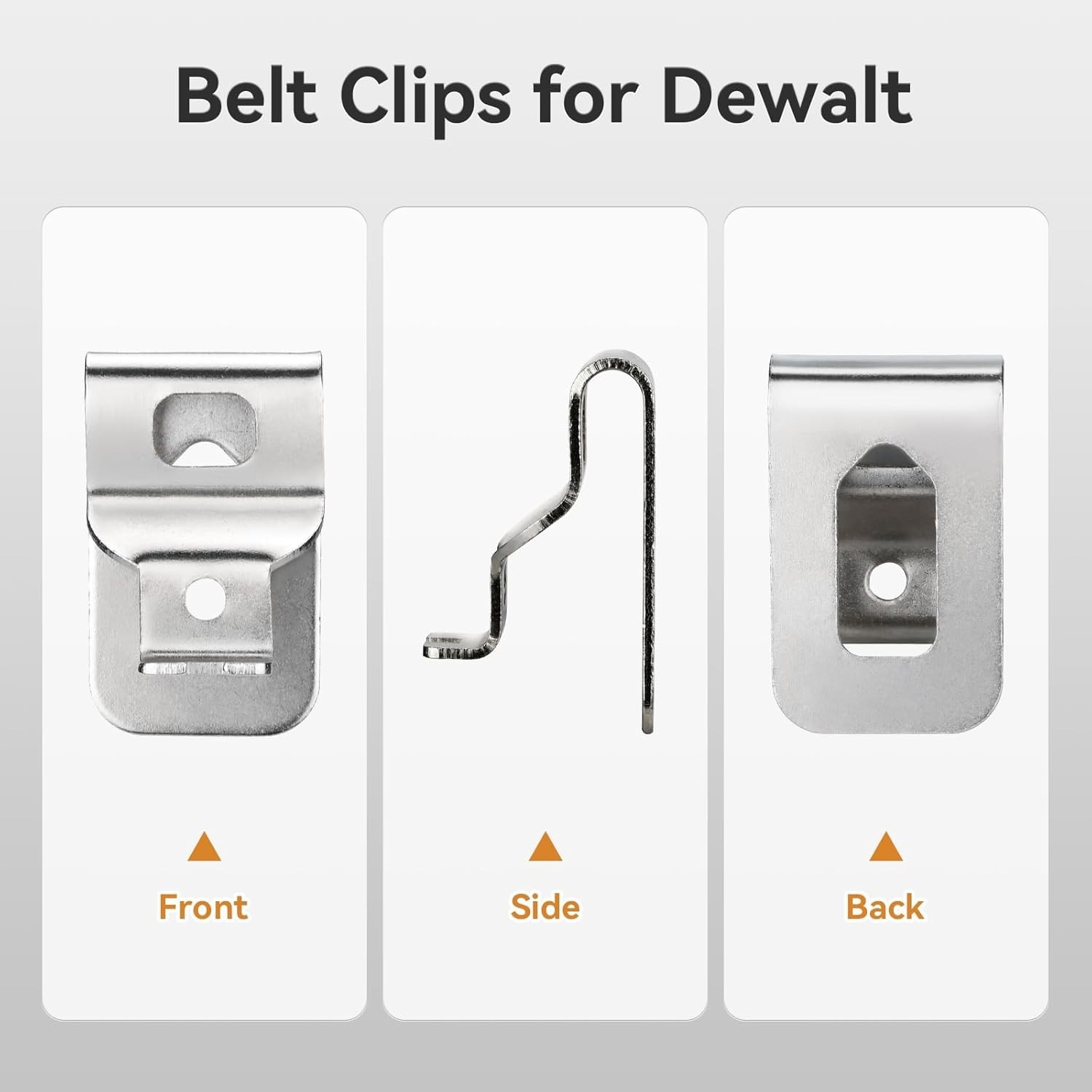 4-Pack Dewalt-Compatible 304 Stainless Steel Belt Clips for Tool Organization