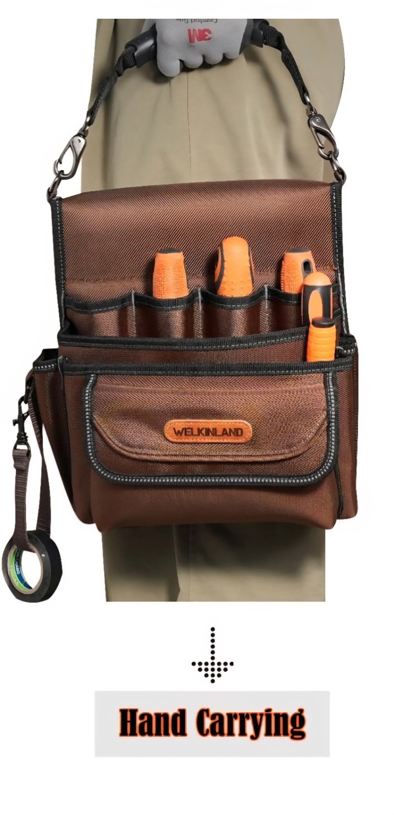 WELKINLAND 10-Pockets Electrician Pouch, Electrical Tool Bag, Heavy Duty…