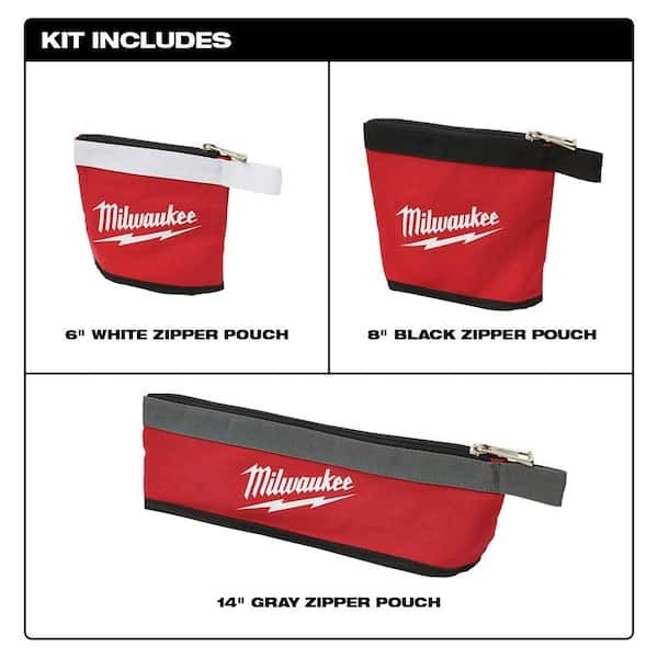 Milwaukee 14 in, 12 in, 8 in and 6 in Multi-Size Zipper Tool Bags in Red (4-Pk)