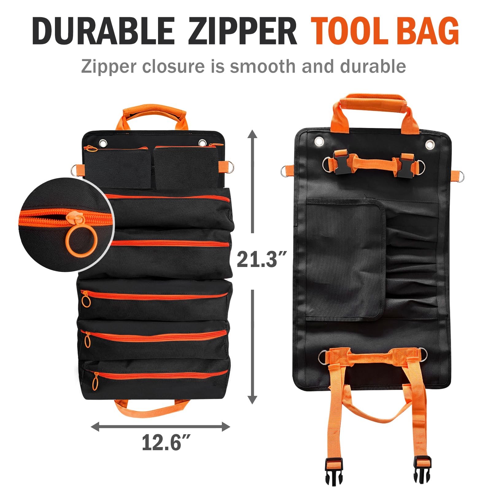 Roll Up Tool Bag,Heavy Duty Tool Storage Large-Capacity, 21.3″*12.6″ Portable…
