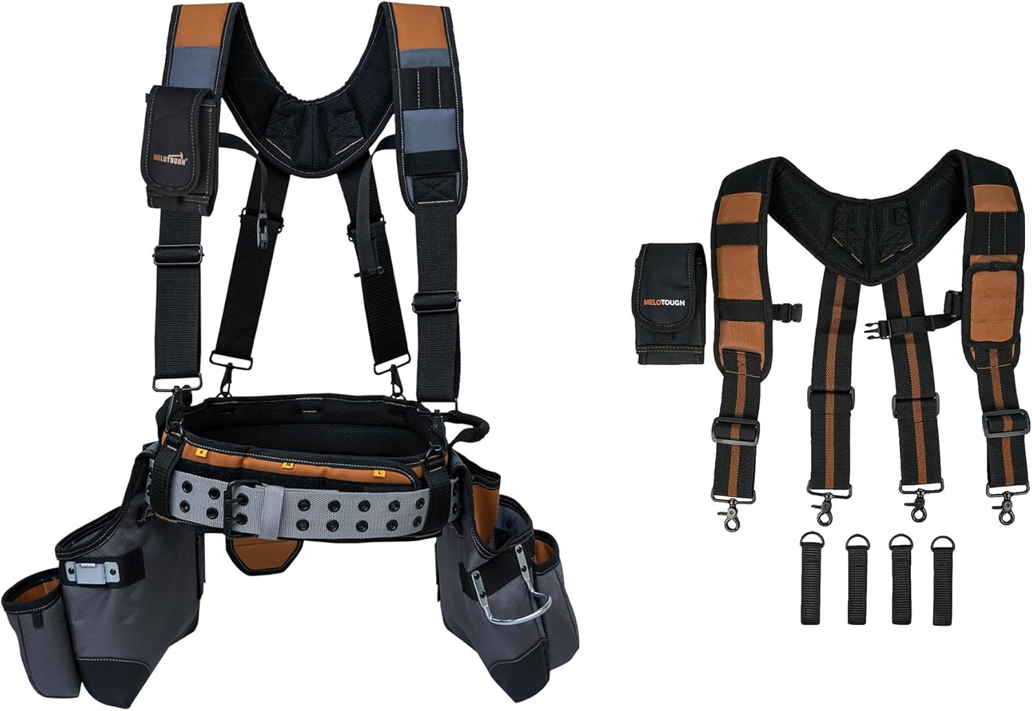 Professional Heavy-Duty Tool Belt with Suspenders & Magnetic Wristband