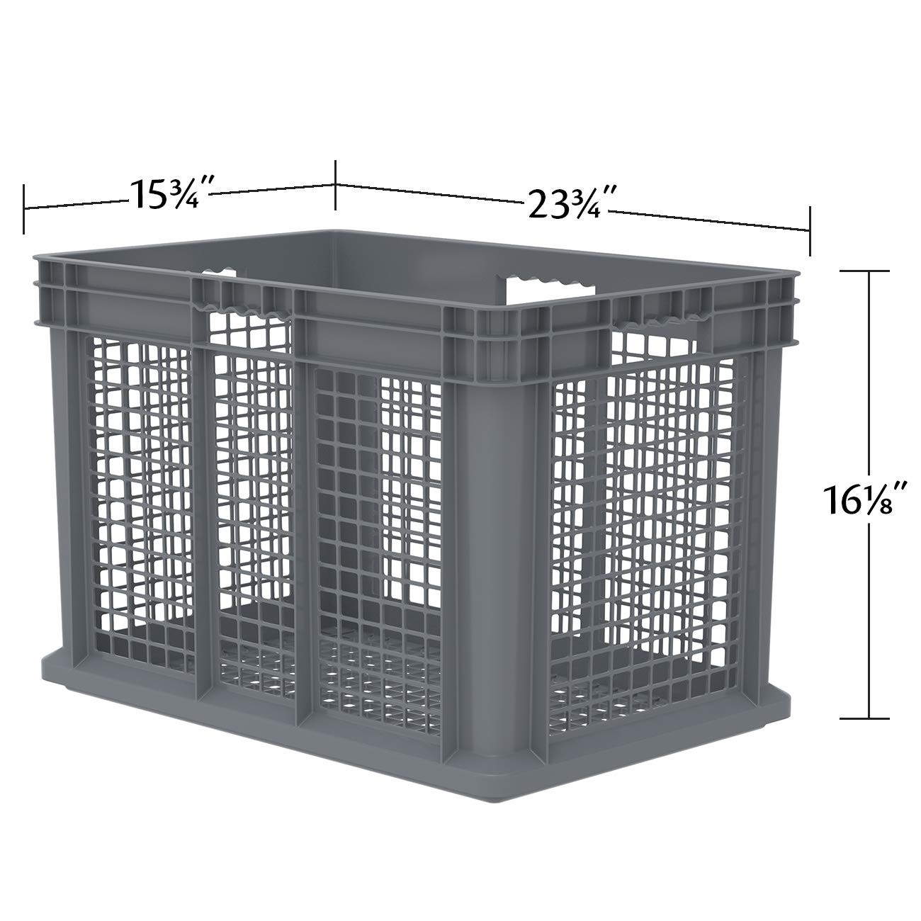 37676 Plastic Straight Wall Container Tote with Mesh Sides and Solid Base, (2…
