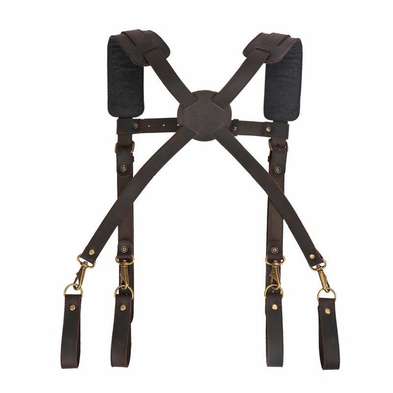 TOURBON Leather Tool Harness Suspenders Belt for Carpenter & Contractor Working