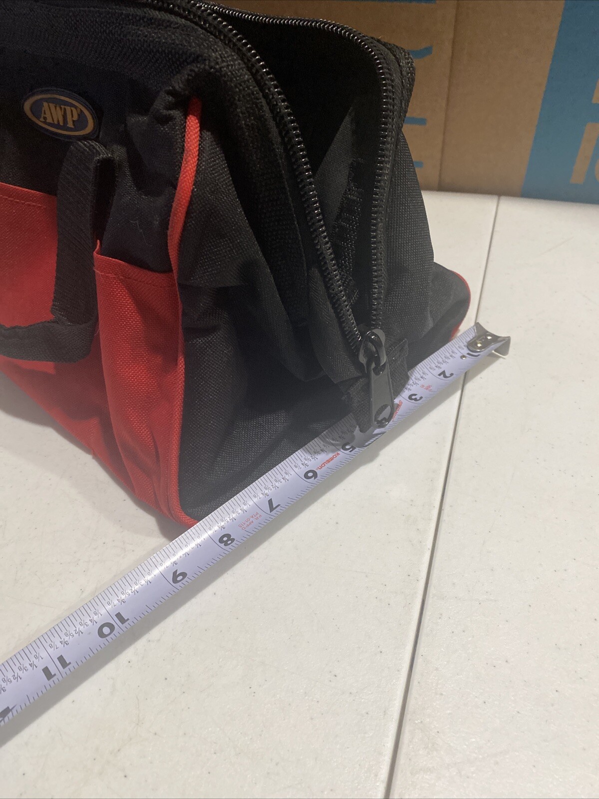 AWP Black/Red Polyester Utility Tool Tote Zip Closure 13”