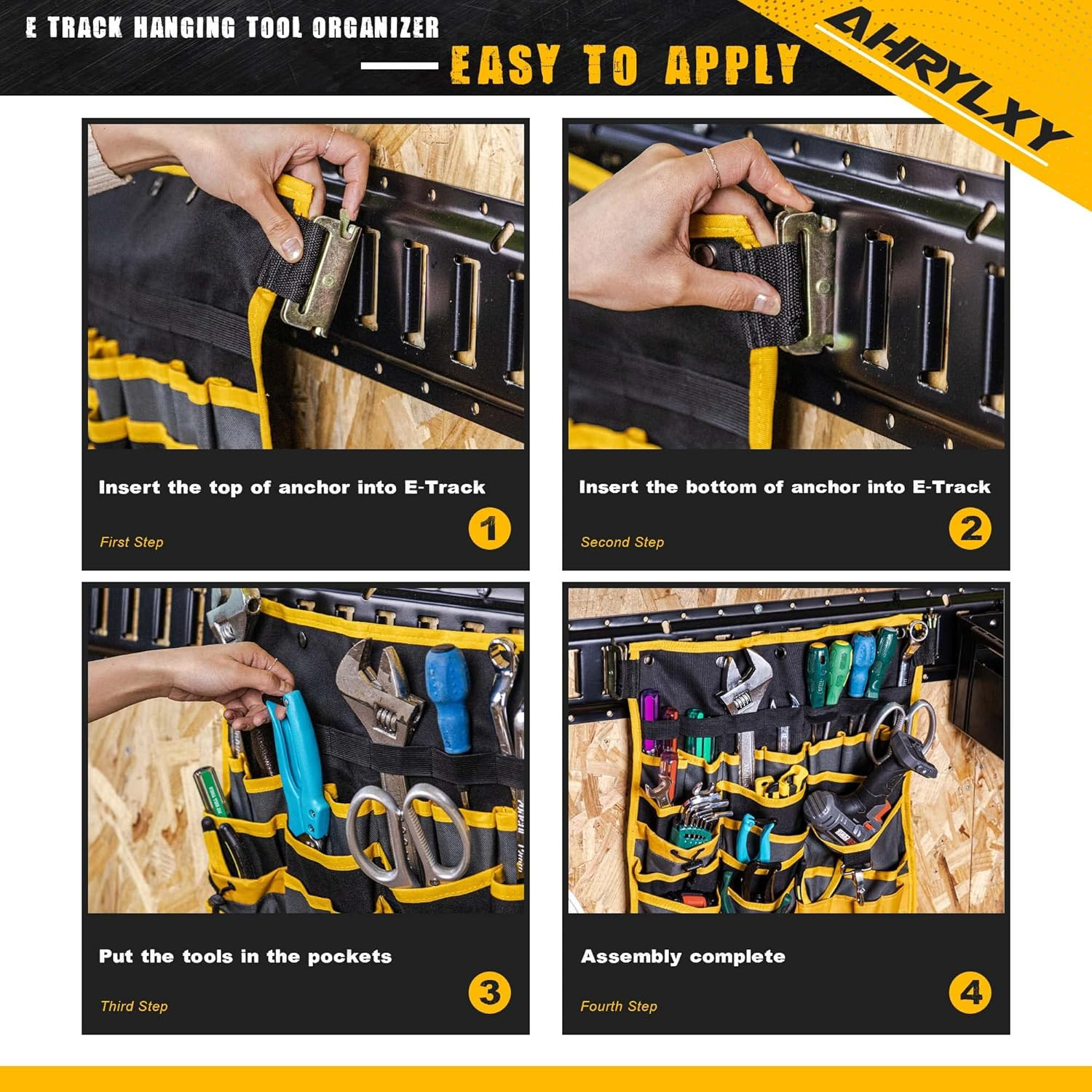 2 Pack E-Track Tool Organizer – Wall Mount Pocket Holder for Garage & Workshop