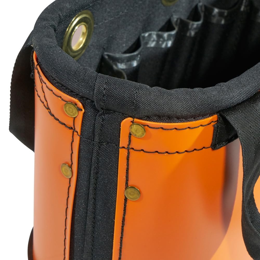 Klein Tools Hard Body Oval Bucket With Knife Sheath 14 Pockets Orange Black