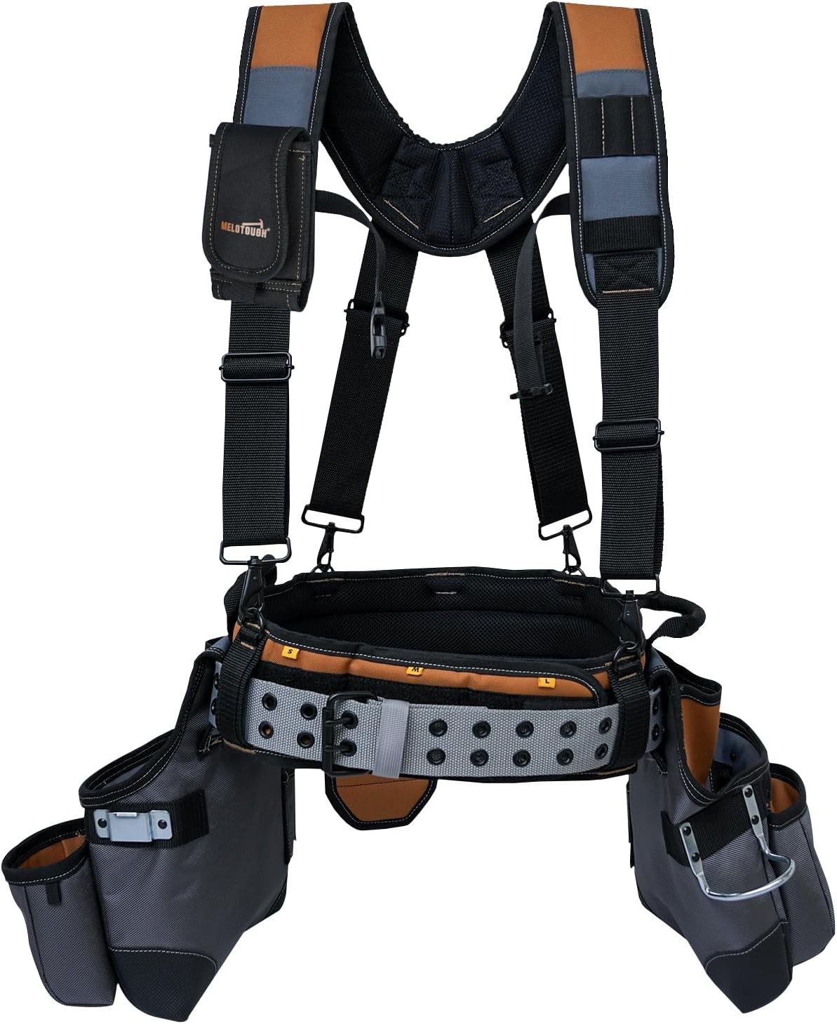 Adjustable 28-Pocket Tool Rig with Heavy Duty Suspenders for Craftsmen – Khaki
